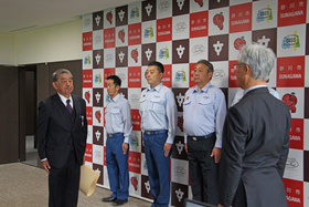 田川正人前砂川消防団長