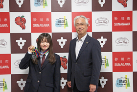 全国大会出場表敬訪問（水泳　吉本想さん）