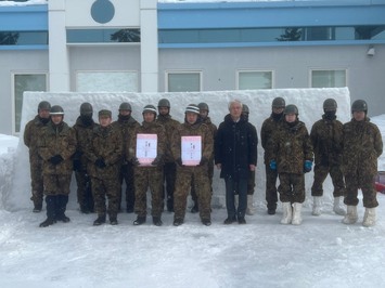 北海道子どもの国壁面雪像制作に関する激励式