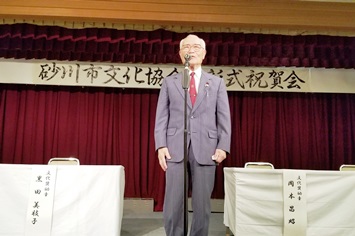 乾杯は文化協会顧問千田勝太郎さん