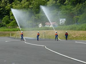 ポンプ車操法の様子